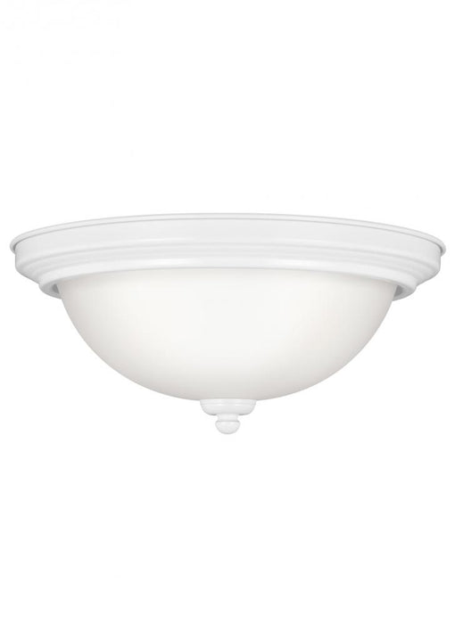 Generation Lighting Geary transitional 2-light LED indoor dimmable ceiling flush mount fixture in white finish with sati