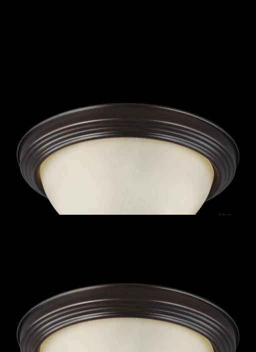 Generation Lighting Geary transitional 2-light LED indoor dimmable ceiling flush mount fixture in bronze finish with amb