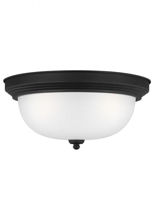 Generation Lighting Geary transitional 3-light indoor dimmable ceiling flush mount fixture in midnight black finish with