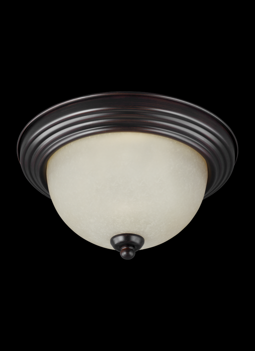 Generation Lighting Geary transitional 3-light indoor dimmable ceiling flush mount fixture in bronze finish with amber s | 77065-710