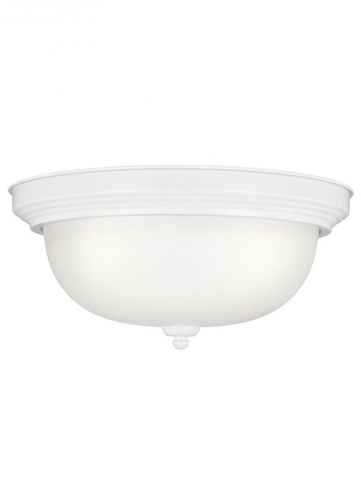 Generation Lighting Geary transitional 3-light LED indoor dimmable ceiling flush mount fixture in white finish with sati