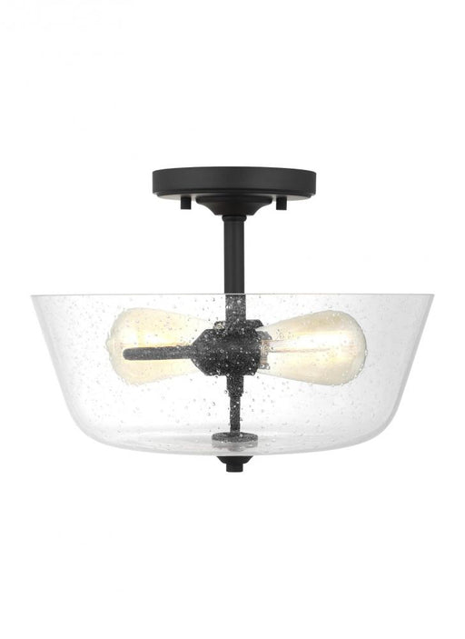 Generation Lighting Belton transitional 2-light indoor dimmable ceiling semi-flush mount in midnight black finish with c