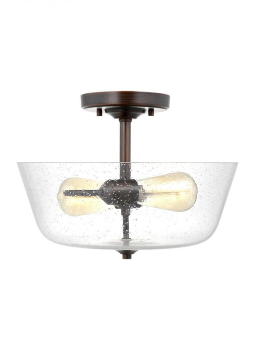Generation Lighting Belton transitional 2-light indoor dimmable ceiling semi-flush mount in bronze finish with clear see