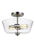 Generation Lighting Belton transitional 2-light indoor dimmable ceiling semi-flush mount in brushed nickel silver finish