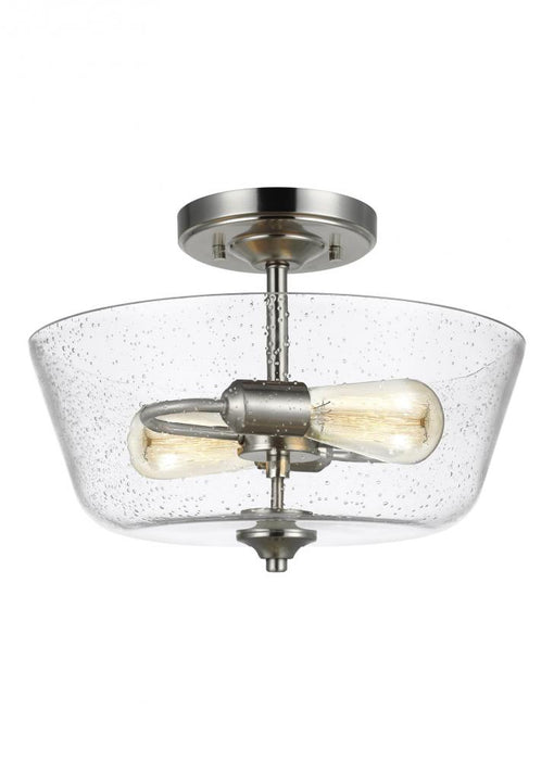 Generation Lighting Belton transitional 2-light indoor dimmable ceiling semi-flush mount in brushed nickel silver finish | 7714502-962
