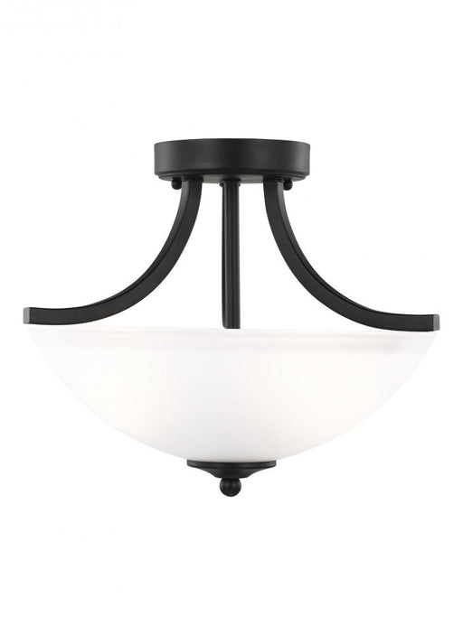 Generation Lighting Geary transitional 2-light indoor dimmable ceiling flush mount fixture in midnight black finish with