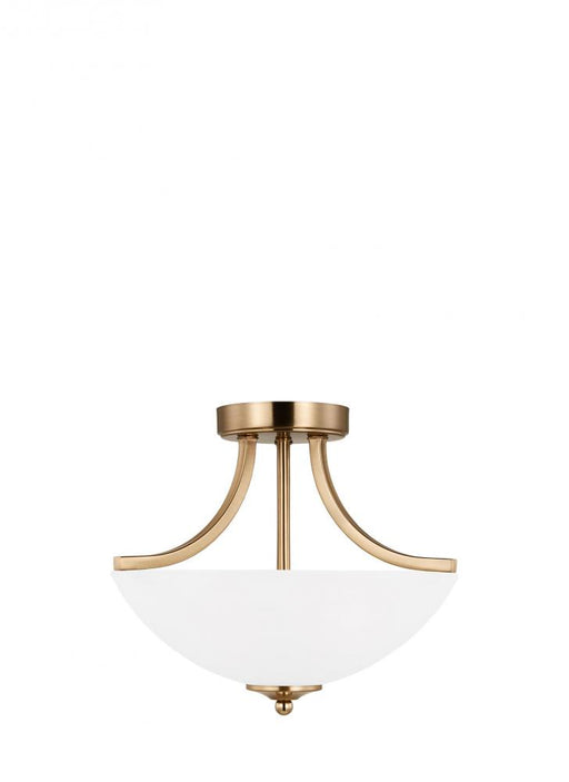 Generation Lighting Geary traditional indoor dimmable small 2-light satin brass finish semi-flush convertible pendant wi