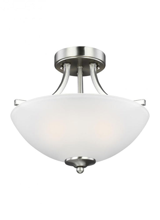 Generation Lighting Geary transitional 2-light indoor dimmable ceiling flush mount fixture in brushed nickel silver fini