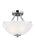 Generation Lighting Geary traditional indoor dimmable LED small 2-light chrome finish semi-flush convertible pendant wit