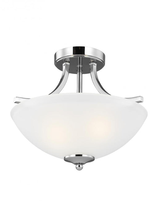 Generation Lighting Geary traditional indoor dimmable LED small 2-light chrome finish semi-flush convertible pendant wit