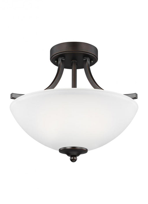Generation Lighting Geary transitional 2-light LED indoor dimmable ceiling flush mount fixture in bronze finish with sat