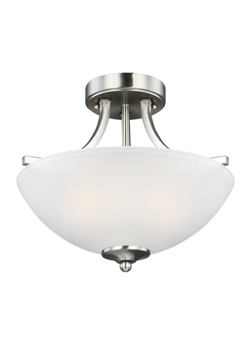 Generation Lighting Geary transitional 2-light LED indoor dimmable ceiling flush mount fixture in brushed nickel silver