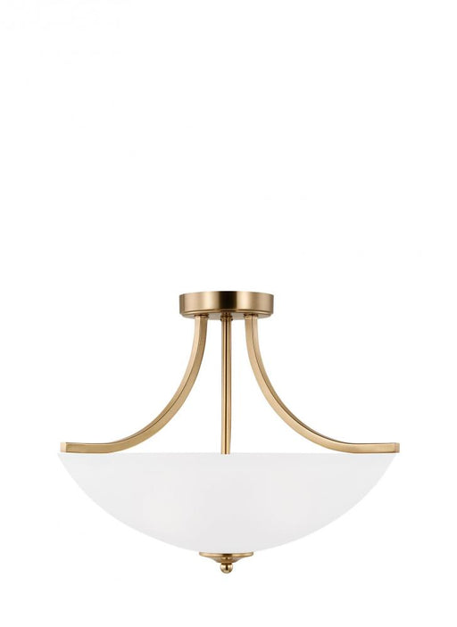 Generation Lighting Geary traditional indoor dimmable medium 3-light semi-flush convertible pendant in satin brass finis
