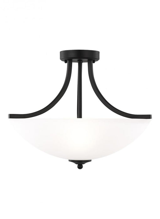 Generation Lighting Geary transitional 3-light LED indoor dimmable ceiling flush mount fixture in midnight black finish