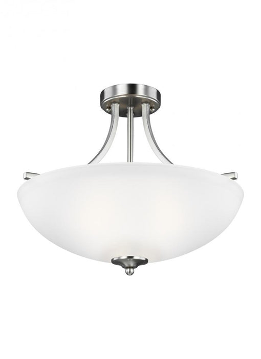 Generation Lighting Geary transitional 3-light LED indoor dimmable ceiling flush mount fixture in brushed nickel silver | 7716503EN3-962