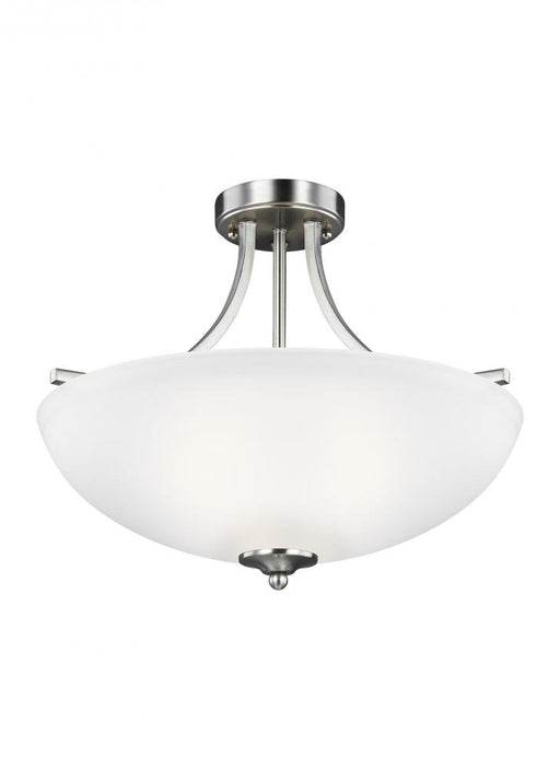 Generation Lighting Geary transitional 3-light LED indoor dimmable ceiling flush mount fixture in brushed nickel silver