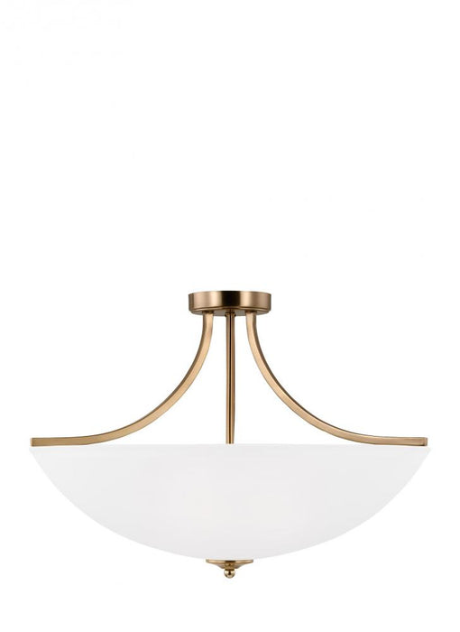 Generation Lighting Geary traditional indoor dimmable LED large 4-light semi-flush convertible pendant in satin brass fi