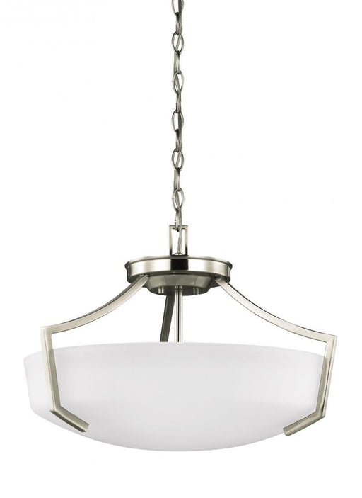 Generation Lighting Hanford traditional 3-light indoor dimmable ceiling flush mount in brushed nickel silver finish with