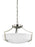 Generation Lighting Hanford traditional 3-light LED indoor dimmable ceiling flush mount in brushed nickel silver finish