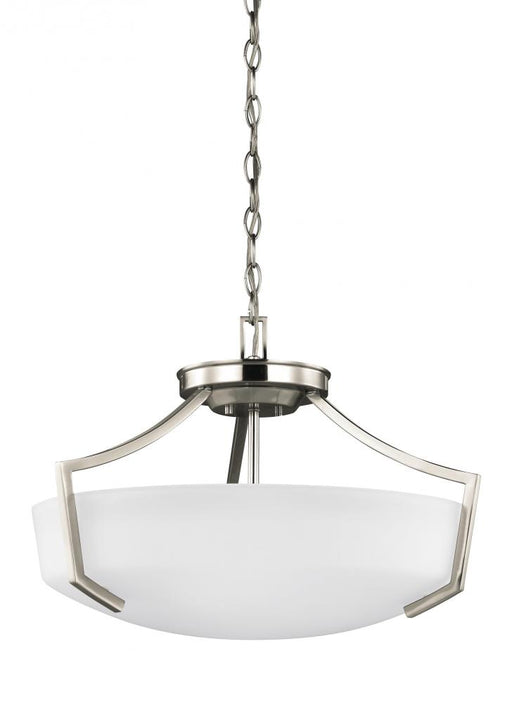 Generation Lighting Hanford traditional 3-light LED indoor dimmable ceiling flush mount in brushed nickel silver finish