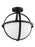 Generation Lighting Alturas indoor dimmable 2-light semi-flush convertible pendant in a midnight black finish and etched
