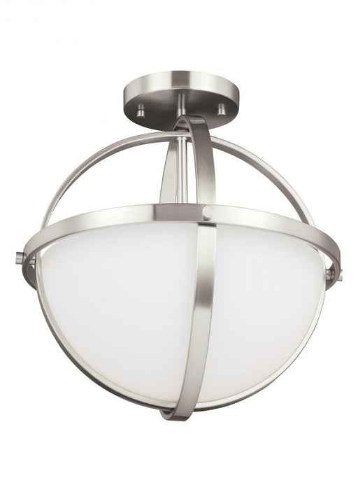Generation Lighting Alturas contemporary 2-light indoor dimmable ceiling semi-flush mount in brushed nickel silver finis