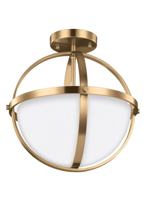 Generation Lighting Alturas contemporary 2-light LED indoor dimmable ceiling semi-flush mount in satin brass gold finish | 7724602EN3-848