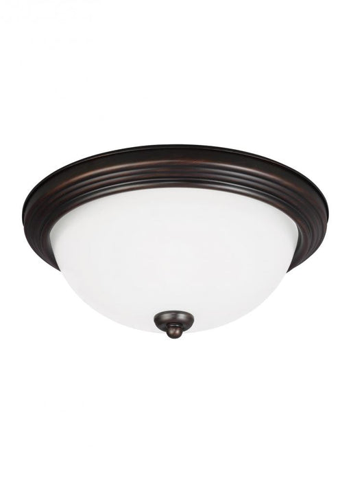 Generation Lighting Geary transitional 1-light indoor dimmable ceiling flush mount fixture in bronze finish with satin e