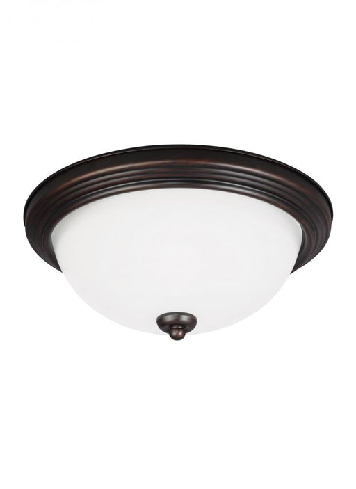 Generation Lighting Geary transitional 1-light LED indoor dimmable ceiling flush mount fixture in bronze finish with sat