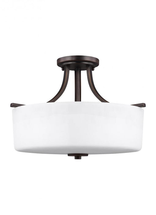 Canfield Modern 3-light Led Indoor Dimmable Ceiling Semi- Flush Mount In Bronze Finish With Etched Wh | 7728803EN3-710
