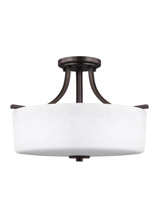 Canfield Modern 3-light Led Indoor Dimmable Ceiling Semi- Flush Mount In Bronze Finish With Etched Wh | 7728803EN3-710