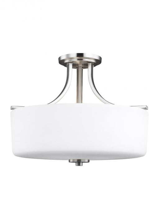 Generation Lighting Canfield modern 3-light LED indoor dimmable ceiling semi-flush mount in brushed nickel silver finish