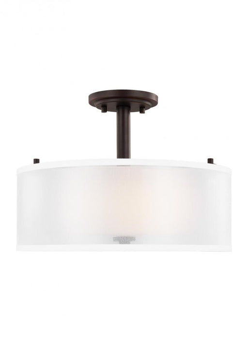 Generation Lighting Elmwood Park traditional 2-light indoor dimmable ceiling semi-flush mount in bronze finish with sati