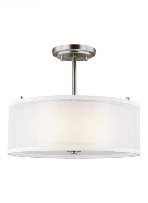 Generation Lighting Elmwood Park traditional 2-light indoor dimmable ceiling semi-flush mount in brushed nickel silver f