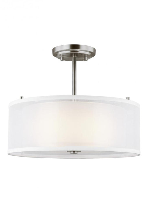 Generation Lighting Elmwood Park traditional 2-light LED indoor dimmable ceiling semi-flush mount in brushed nickel silv | 7737302EN3-962