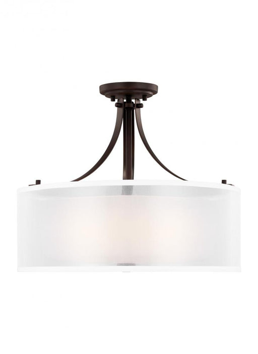 Generation Lighting Elmwood Park traditional 3-light indoor dimmable ceiling semi-flush mount in bronze finish with sati