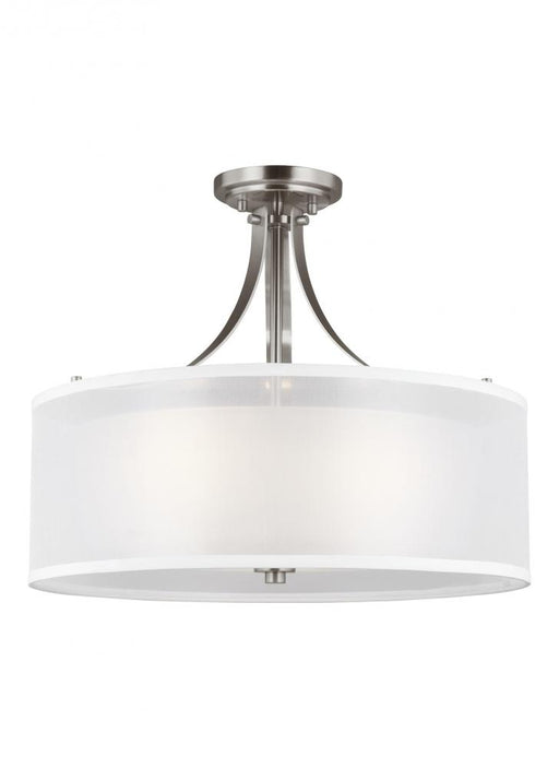 Generation Lighting Elmwood Park traditional 3-light indoor dimmable ceiling semi-flush mount in brushed nickel silver f