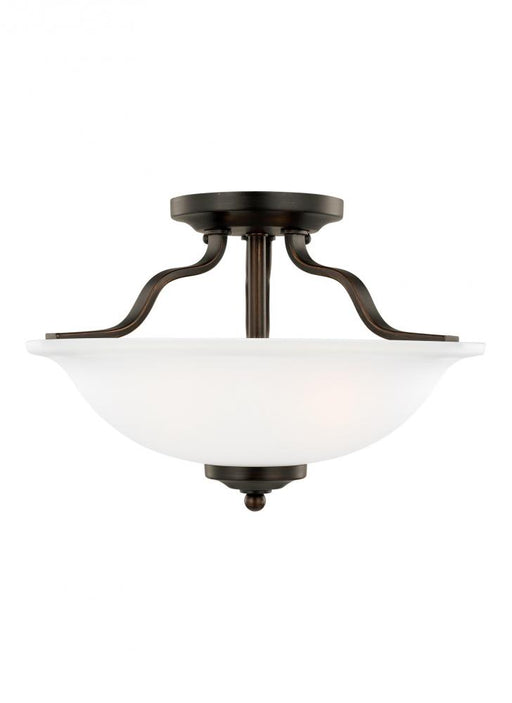 Generation Lighting Emmons traditional 2-light indoor dimmable ceiling semi-flush mount in bronze finish with satin etch