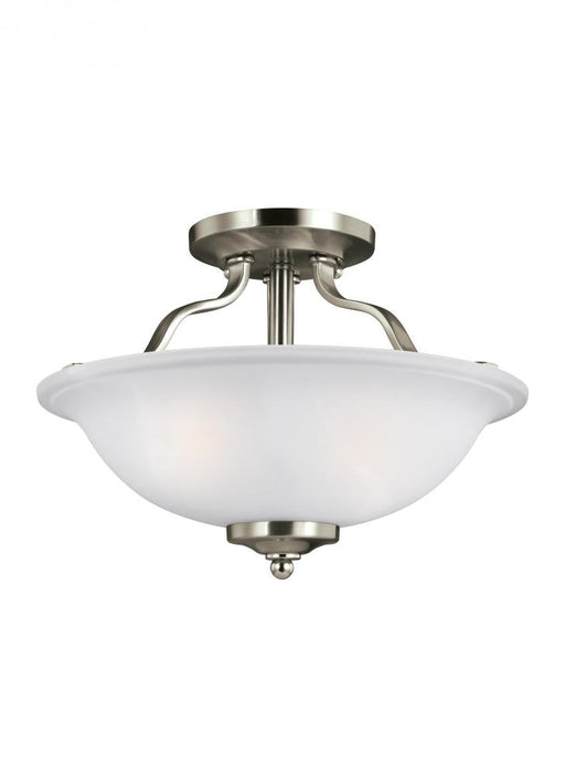 Generation Lighting Emmons traditional 2-light indoor dimmable ceiling semi-flush mount in brushed nickel silver finish