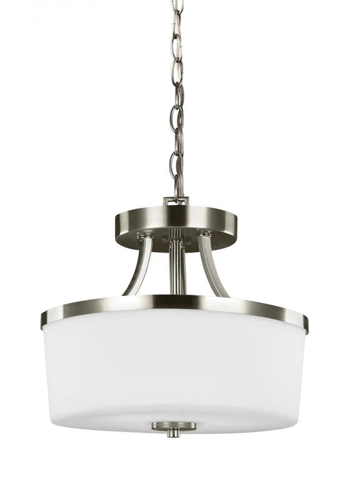 Generation Lighting Hettinger transitional 2-light indoor dimmable ceiling flush mount in brushed nickel silver finish w