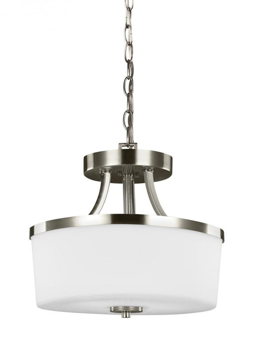 Generation Lighting Hettinger transitional 2-light indoor dimmable ceiling flush mount in brushed nickel silver finish w