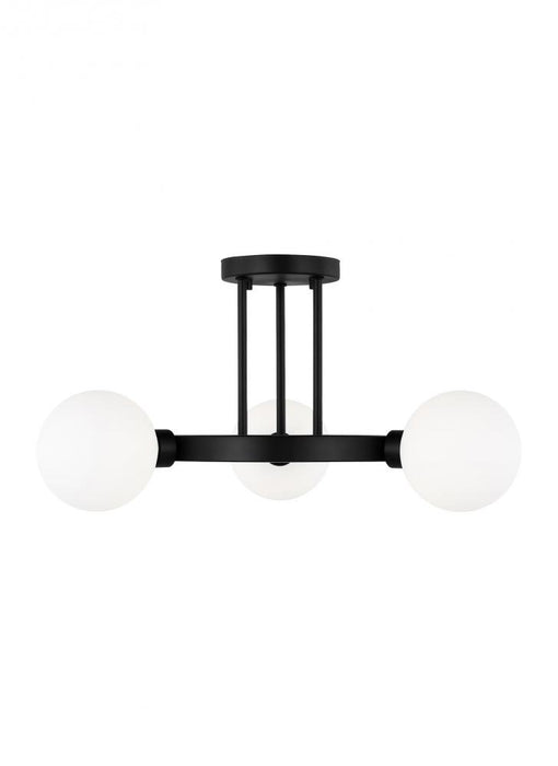 Visual Comfort & Co. Studio Collection Clybourn modern 3-light indoor dimmable semi-flush ceiling mount fixture in midnight black finish wi