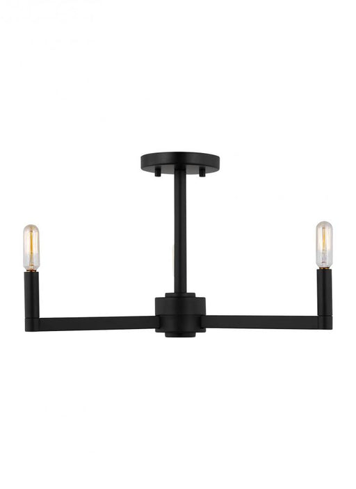 Visual Comfort & Co. Studio Collection Fullton modern 3-light LED indoor dimmable semi-flush ceiling mount fixture in midnight black finish