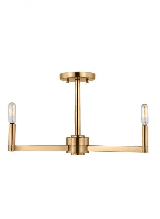 Visual Comfort & Co. Studio Collection Fullton modern 3-light LED indoor dimmable semi-flush ceiling mount fixture in satin brass gold gold