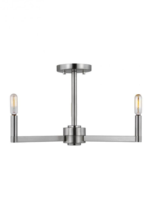 Visual Comfort & Co. Studio Collection Fullton modern 3-light LED indoor dimmable semi-flush ceiling mount fixture in brushed nickel silver