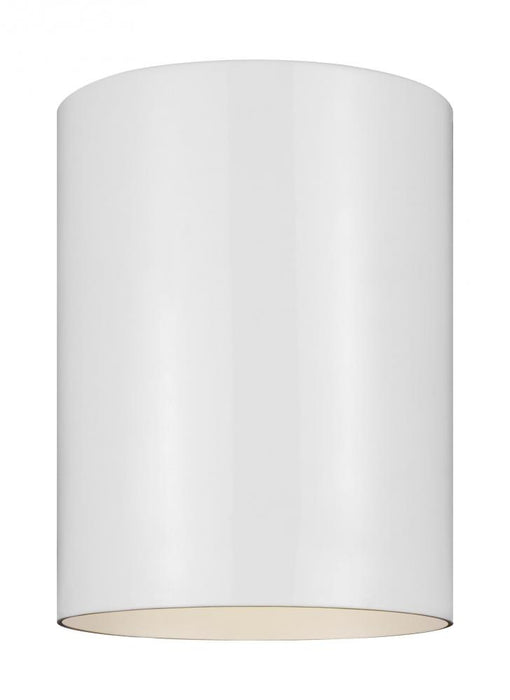 Visual Comfort & Co. Studio Collection Outdoor Cylinders transitional 1-light outdoor exterior ceiling flush mount in white finish