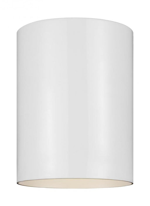 Visual Comfort & Co. Studio Collection Outdoor Cylinders transitional 1-light outdoor exterior ceiling flush mount in white finish