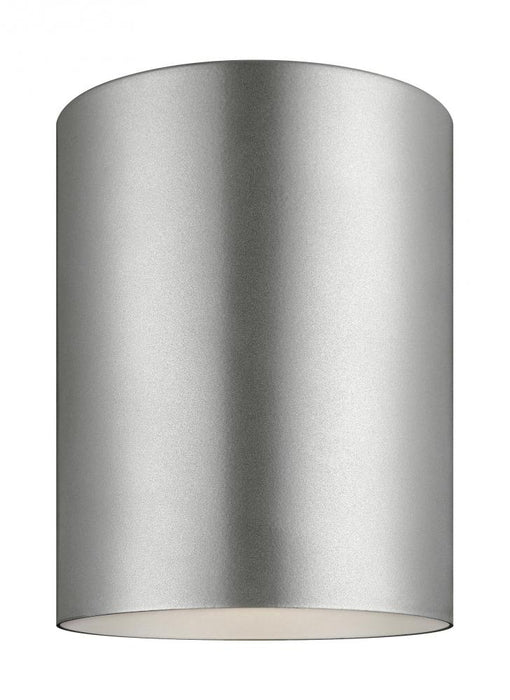 Visual Comfort & Co. Studio Collection Outdoor Cylinders transitional 1-light outdoor exterior ceiling flush mount in painted brushed nicke