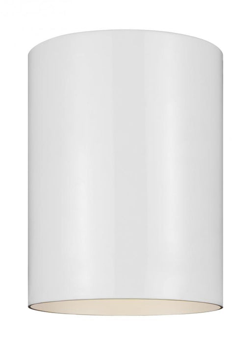 Visual Comfort & Co. Studio Collection Outdoor Cylinders transitional 1-light LED outdoor exterior ceiling flush mount in white finish