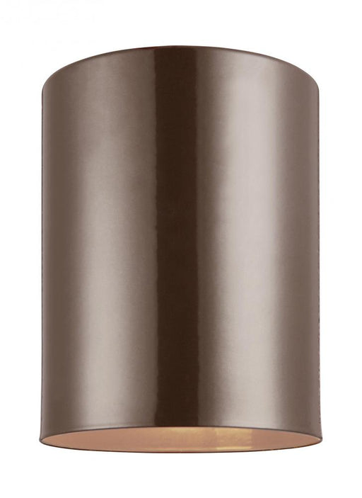 Visual Comfort & Co. Studio Collection Outdoor Cylinders transitional 1-light outdoor exterior ceiling flush mount in bronze finish